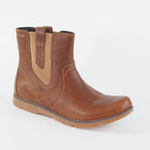 Womens Timberland 8455R Tan Leather Pull On Casual Chelsea Walking Light Boots